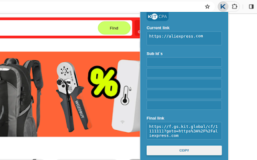 Affiliate programme network "KIT CPA" from Chrome web store to be run with OffiDocs Chromium online Affiliate programme network "KIT CPA" from Chrome web store to be run with OffiDocs Chromium online