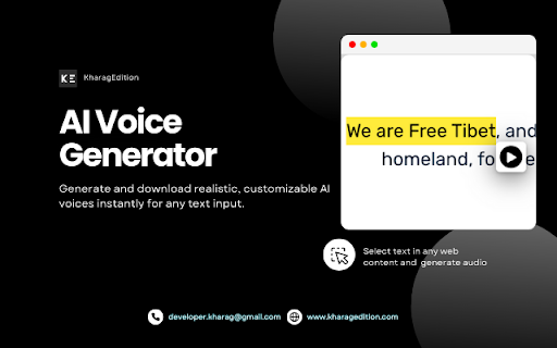 AI Voice Generator from Chrome web store to be run with OffiDocs Chromium online AI Voice Generator from Chrome web store to be run with OffiDocs Chromium online