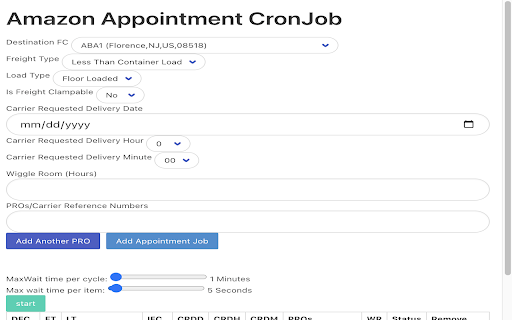 Amazon Appointment CronJob from Chrome web store to be run with OffiDocs Chromium online Amazon Appointment CronJob from Chrome web store to be run with OffiDocs Chromium online