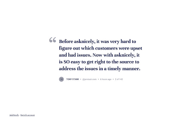 AskNicely Mini Billboard from Chrome web store to be run with OffiDocs Chromium online AskNicely Mini Billboard from Chrome web store to be run with OffiDocs Chromium online