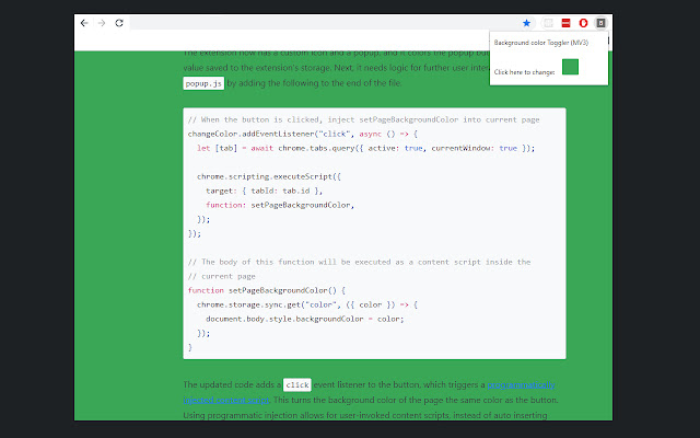 Background color Toggler (MV3) from Chrome web store to be run with OffiDocs Chromium online Background color Toggler (MV3) from Chrome web store to be run with OffiDocs Chromium online