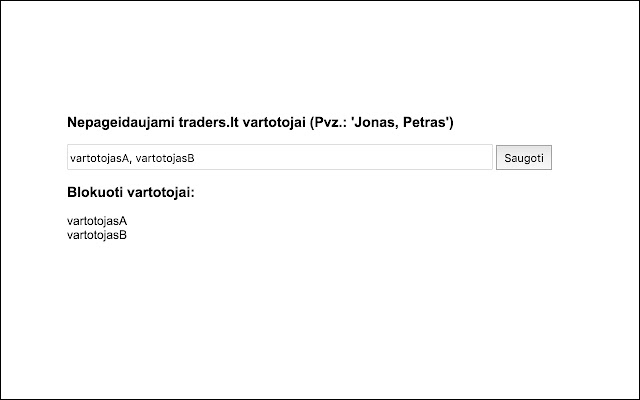 Banas (traders.lt) from Chrome web store to be run with OffiDocs Chromium online Banas (traders.lt) from Chrome web store to be run with OffiDocs Chromium online
