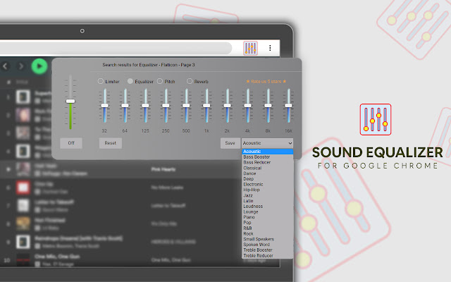 Bass Booster Sound Equalizer with genres from Chrome web store to be run with OffiDocs Chromium online Bass Booster Sound Equalizer with genres from Chrome web store to be run with OffiDocs Chromium online