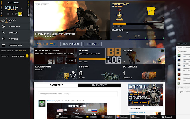 Battlelog 2.0 Theme from Chrome web store to be run with OffiDocs Chromium online Battlelog 2.0 Theme from Chrome web store to be run with OffiDocs Chromium online