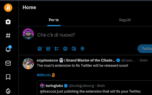 Bitcoin Twitter Fix from Chrome web store to be run with OffiDocs Chromium online Bitcoin Twitter Fix from Chrome web store to be run with OffiDocs Chromium online