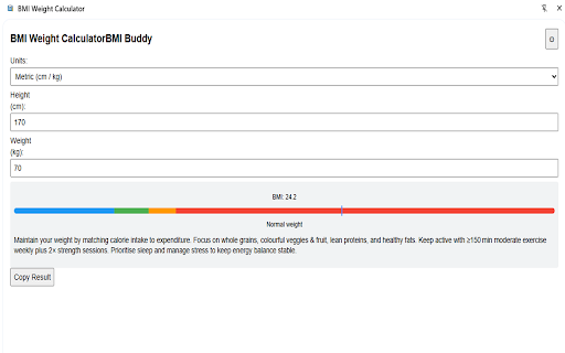 BMI Weight Calculator from Chrome web store to be run with OffiDocs Chromium online BMI Weight Calculator from Chrome web store to be run with OffiDocs Chromium online