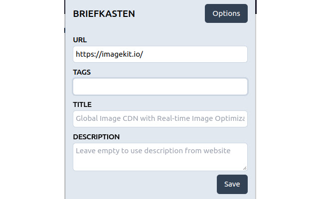 Briefkasten Bookmarks from Chrome web store to be run with OffiDocs Chromium online Briefkasten Bookmarks from Chrome web store to be run with OffiDocs Chromium online