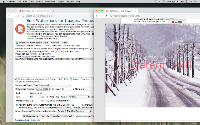 Bulk Watermark for Images, Photos from Chrome web store to be run with OffiDocs Chromium online Bulk Watermark for Images, Photos from Chrome web store to be run with OffiDocs Chromium online