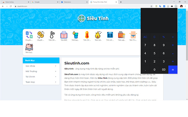 Calculator Sieutinh.com from Chrome web store to be run with OffiDocs Chromium online Calculator Sieutinh.com from Chrome web store to be run with OffiDocs Chromium online