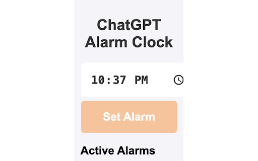 ChatGPT Alarm Clock from Chrome web store to be run with OffiDocs Chromium online ChatGPT Alarm Clock from Chrome web store to be run with OffiDocs Chromium online