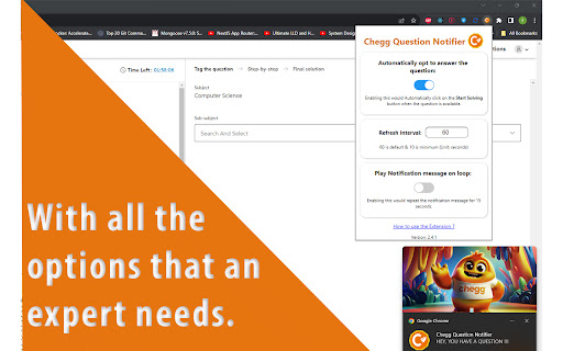 Chegg Question Notifier from Chrome web store to be run with OffiDocs Chromium online Chegg Question Notifier from Chrome web store to be run with OffiDocs Chromium online