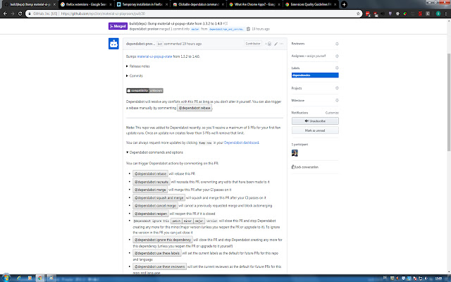 Clickable dependabot commands from Chrome web store to be run with OffiDocs Chromium online Clickable dependabot commands from Chrome web store to be run with OffiDocs Chromium online