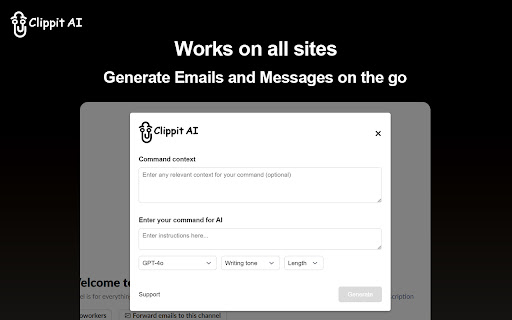 Clippit AI AI Email Writer from Chrome web store to be run with OffiDocs Chromium online Clippit AI AI Email Writer from Chrome web store to be run with OffiDocs Chromium online