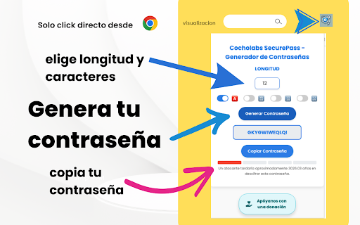 Cocholabs SecurePass Generador de Contraseñas from Chrome web store to be run with OffiDocs Chromium online Cocholabs SecurePass Generador de Contraseñas from Chrome web store to be run with OffiDocs Chromium online