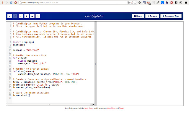 Codeskulptor Autosave from Chrome web store to be run with OffiDocs Chromium online Codeskulptor Autosave from Chrome web store to be run with OffiDocs Chromium online