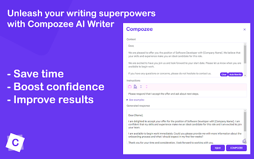 Compozee ChatGPT Email Writer from Chrome web store to be run with OffiDocs Chromium online Compozee ChatGPT Email Writer from Chrome web store to be run with OffiDocs Chromium online