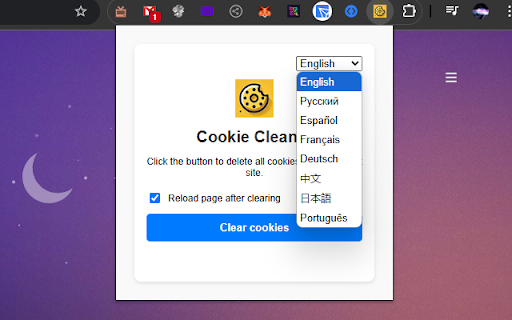 Cookie Cleaner – One Click Cookie Remover from Chrome web store to be run with OffiDocs Chromium online Cookie Cleaner – One Click Cookie Remover from Chrome web store to be run with OffiDocs Chromium online