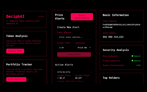 DeciphAI Solana Token Analyzer from Chrome web store to be run with OffiDocs Chromium online DeciphAI Solana Token Analyzer from Chrome web store to be run with OffiDocs Chromium online