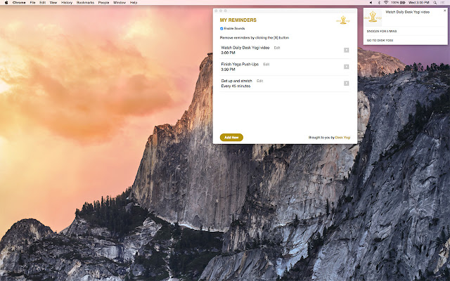 Desk Yogi Reminder from Chrome web store to be run with OffiDocs Chromium online Desk Yogi Reminder from Chrome web store to be run with OffiDocs Chromium online