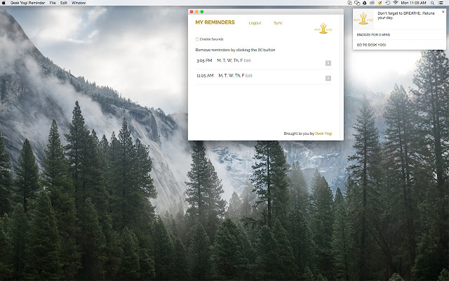Desk Yogi Reminder (For Members) from Chrome web store to be run with OffiDocs Chromium online Desk Yogi Reminder (For Members) from Chrome web store to be run with OffiDocs Chromium online