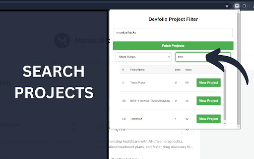 Devfolio Project Filter from Chrome web store to be run with OffiDocs Chromium online Devfolio Project Filter from Chrome web store to be run with OffiDocs Chromium online
