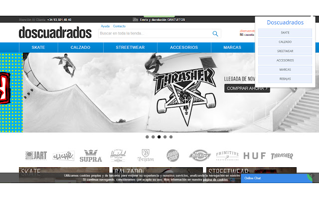 Doscuadrados skate shop from Chrome web store to be run with OffiDocs Chromium online Doscuadrados skate shop from Chrome web store to be run with OffiDocs Chromium online
