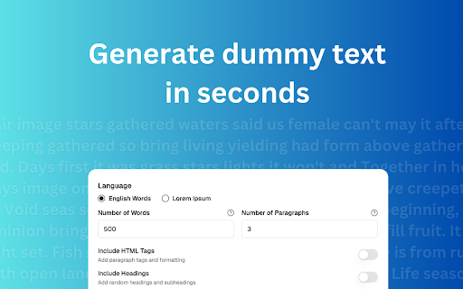 DummyText Generator from Chrome web store to be run with OffiDocs Chromium online DummyText Generator from Chrome web store to be run with OffiDocs Chromium online