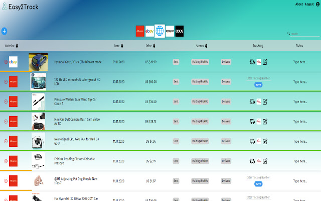 Easy2Track from Chrome web store to be run with OffiDocs Chromium online Easy2Track from Chrome web store to be run with OffiDocs Chromium online