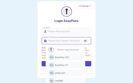 Easy Pass from Chrome web store to be run with OffiDocs Chromium online Easy Pass from Chrome web store to be run with OffiDocs Chromium online