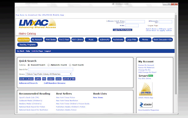 Edison Public Library OPAC from Chrome web store to be run with OffiDocs Chromium online Edison Public Library OPAC from Chrome web store to be run with OffiDocs Chromium online