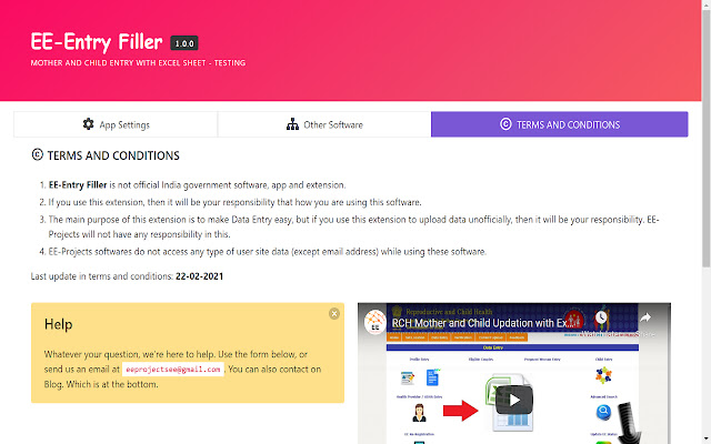 EE Entry Filler from Chrome web store to be run with OffiDocs Chromium online EE Entry Filler from Chrome web store to be run with OffiDocs Chromium online