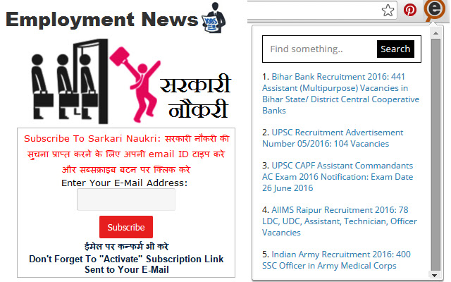 Employment News India from Chrome web store to be run with OffiDocs Chromium online Employment News India from Chrome web store to be run with OffiDocs Chromium online