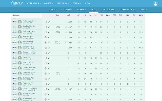 FanTrax Expanded Player Stats from Chrome web store to be run with OffiDocs Chromium online FanTrax Expanded Player Stats from Chrome web store to be run with OffiDocs Chromium online
