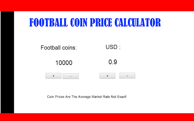 Football Coin Calculator from Chrome web store to be run with OffiDocs Chromium online Football Coin Calculator from Chrome web store to be run with OffiDocs Chromium online