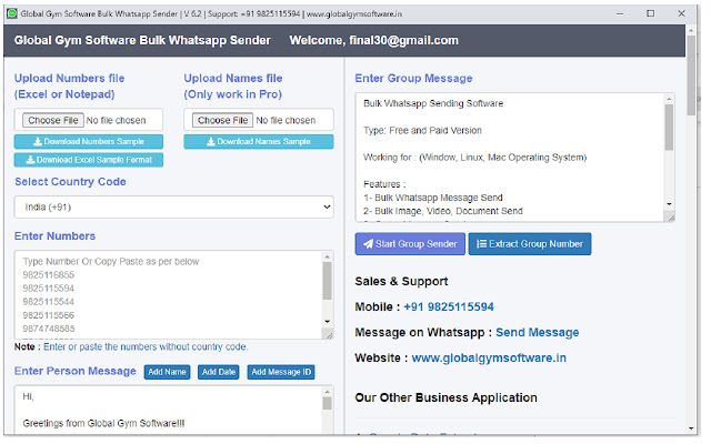 Free Bulk Message Sender Global Gym Software from Chrome web store to be run with OffiDocs Chromium online Free Bulk Message Sender Global Gym Software from Chrome web store to be run with OffiDocs Chromium online