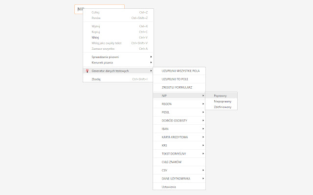 Generator danych testowych from Chrome web store to be run with OffiDocs Chromium online Generator danych testowych from Chrome web store to be run with OffiDocs Chromium online