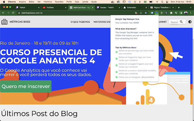 Get Google Tag Manager Size from Chrome web store to be run with OffiDocs Chromium online Get Google Tag Manager Size from Chrome web store to be run with OffiDocs Chromium online