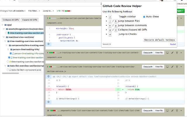 GitHub Code Review Helper from Chrome web store to be run with OffiDocs Chromium online GitHub Code Review Helper from Chrome web store to be run with OffiDocs Chromium online