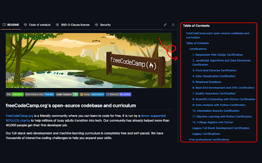 GitHub Readme TOC from Chrome web store to be run with OffiDocs Chromium online GitHub Readme TOC from Chrome web store to be run with OffiDocs Chromium online