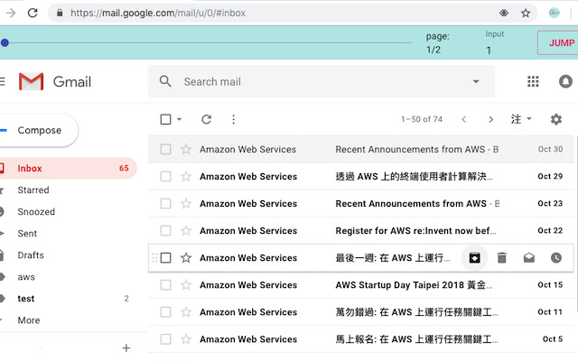 Gmail pagination slider from Chrome web store to be run with OffiDocs Chromium online Gmail pagination slider from Chrome web store to be run with OffiDocs Chromium online