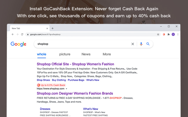 GoCashBack: Deals, Rebates, Savings Extension from Chrome web store to be run with OffiDocs Chromium online GoCashBack: Deals, Rebates, Savings Extension from Chrome web store to be run with OffiDocs Chromium online