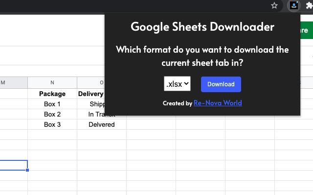 Google Sheets Downloader from Chrome web store to be run with OffiDocs Chromium online Google Sheets Downloader from Chrome web store to be run with OffiDocs Chromium online
