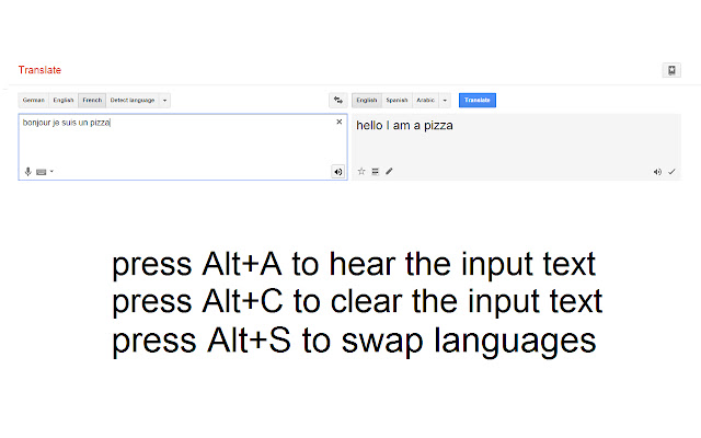 Google Translate Keyboard Shortcuts from Chrome web store to be run with OffiDocs Chromium online Google Translate Keyboard Shortcuts from Chrome web store to be run with OffiDocs Chromium online