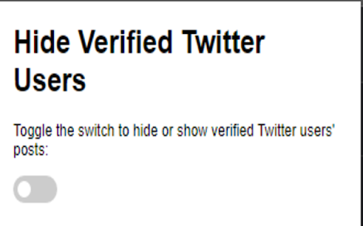 Hide Verified Twitter Users from Chrome web store to be run with OffiDocs Chromium online Hide Verified Twitter Users from Chrome web store to be run with OffiDocs Chromium online