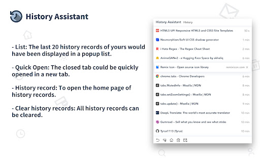 History Assistant from Chrome web store to be run with OffiDocs Chromium online History Assistant from Chrome web store to be run with OffiDocs Chromium online