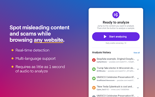 Hiya Deepfake Voice Detector from Chrome web store to be run with OffiDocs Chromium online Hiya Deepfake Voice Detector from Chrome web store to be run with OffiDocs Chromium online