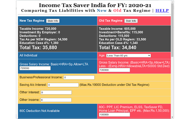 Income Tax Saver Calculator India from Chrome web store to be run with OffiDocs Chromium online Income Tax Saver Calculator India from Chrome web store to be run with OffiDocs Chromium online