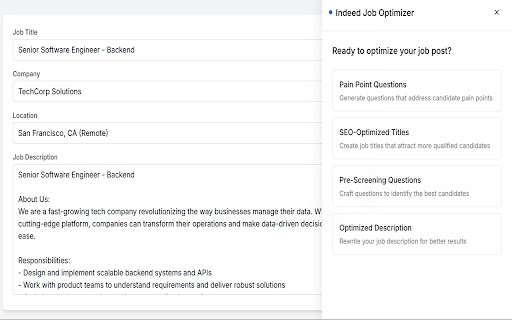 Indeed Job Optimizer from Chrome web store to be run with OffiDocs Chromium online Indeed Job Optimizer from Chrome web store to be run with OffiDocs Chromium online
