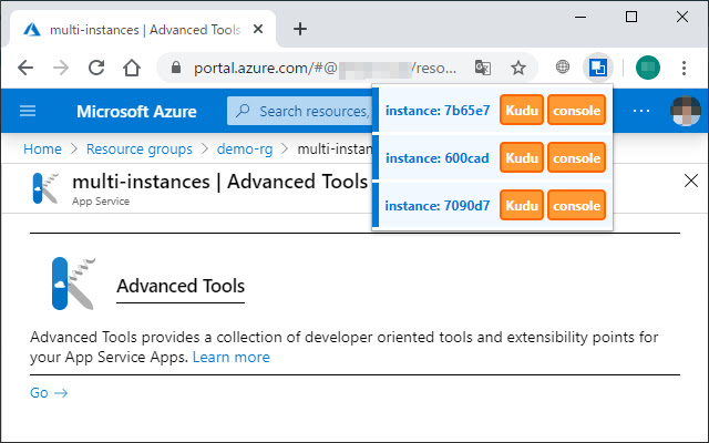 Instance selector for Azure App Service Kudu from Chrome web store to be run with OffiDocs Chromium online Instance selector for Azure App Service Kudu from Chrome web store to be run with OffiDocs Chromium online