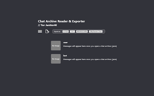 JanitorAI Chat Downloader, Reader Exporter from Chrome web store to be run with OffiDocs Chromium online JanitorAI Chat Downloader, Reader Exporter from Chrome web store to be run with OffiDocs Chromium online